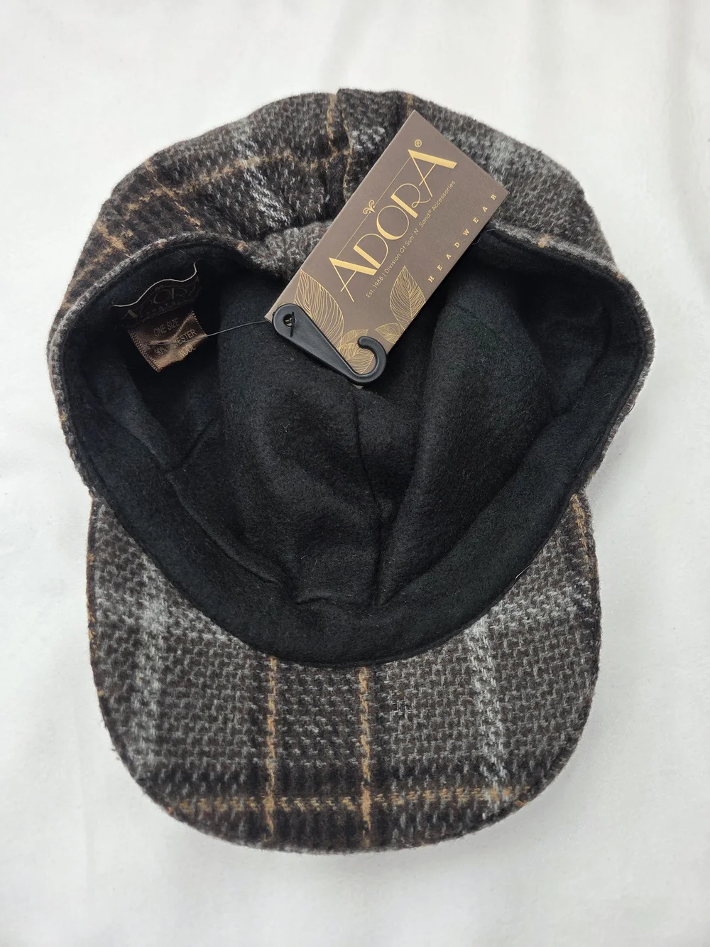 Adora Plaid Newsboy Baker Boy Cap Wool Blend One Size NWT